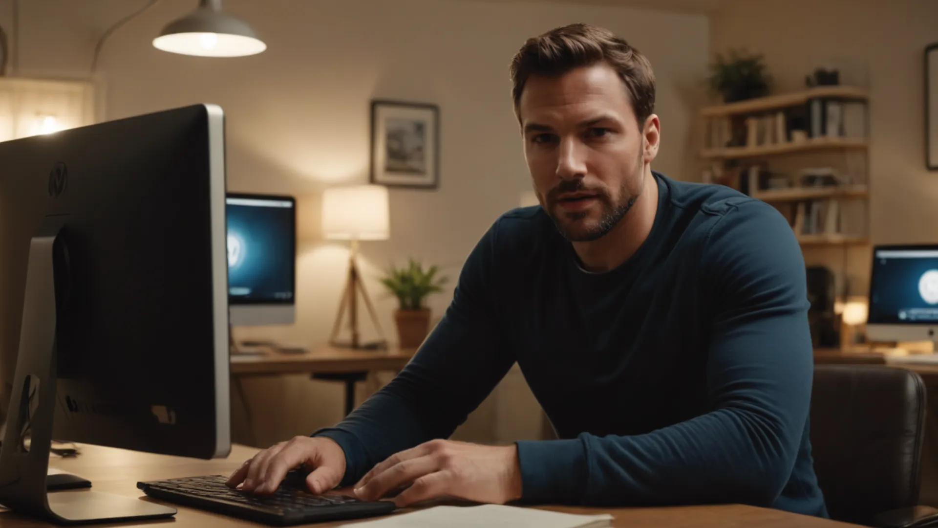 Mann am Computer - Cyberpanel Block 7080